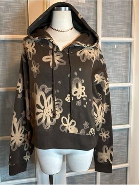 wild fable Brown Hoodie with Cream Floral Spray